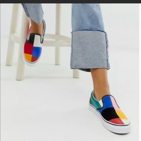 colorful vans slip on